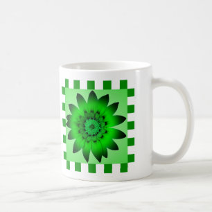 Green Daisy Flower, Pattern Stripes - Mug
