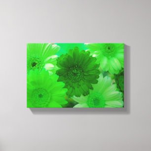 Green Daisy Flower Photo Canvas Wall Art Print