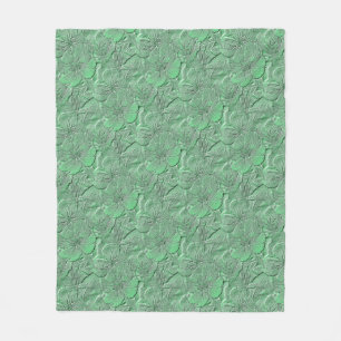 Green Daisy Flowers Nature Art Pattern      Fleece Blanket
