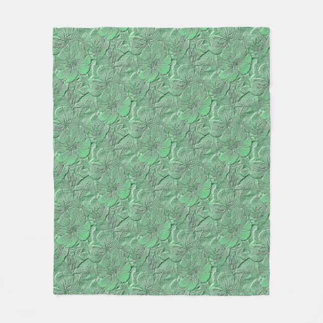 Green Daisy Flowers Nature Art Pattern      Fleece Blanket (Front)
