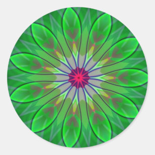 Green Daisy Mandala Flower Decal Fractal Sticker