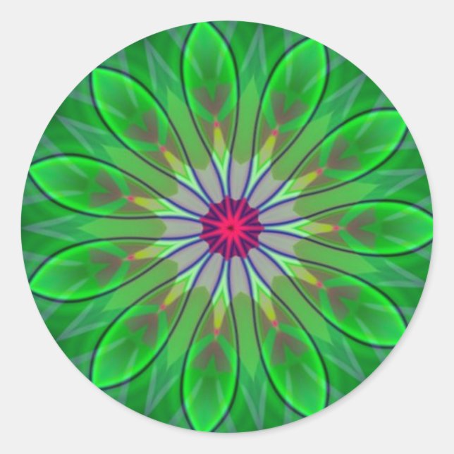 Green Daisy Mandala Flower Decal Fractal Sticker (Front)