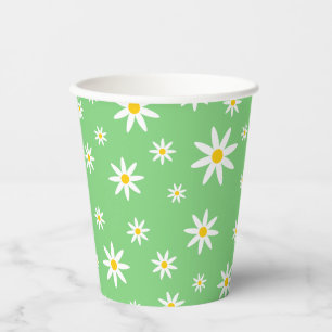 Green Daisy Paper Cups