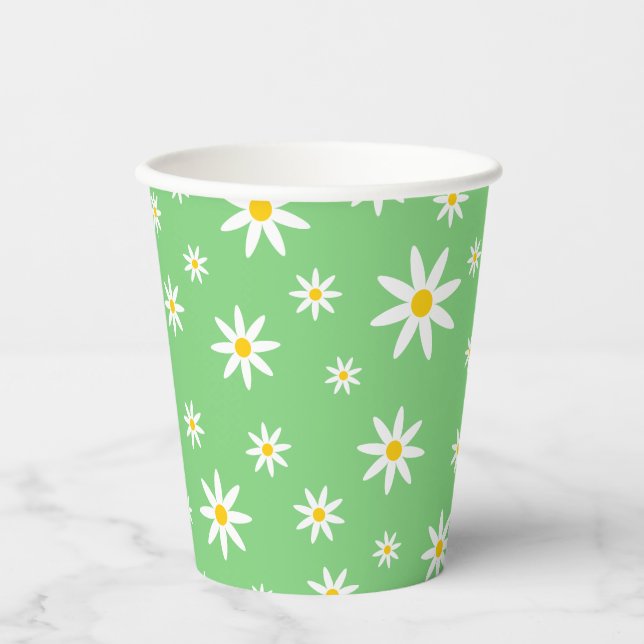 Green Daisy Paper Cups (Front)
