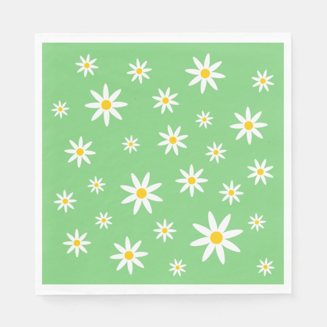 Green Daisy Paper Napkins (Front)