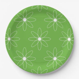 Green Daisy Paper Plate