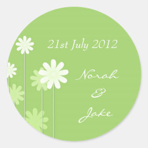 Green Daisy Wedding Envelope Seal