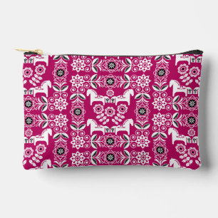 Green Dala Swedish Horse Print Accessory Pouch