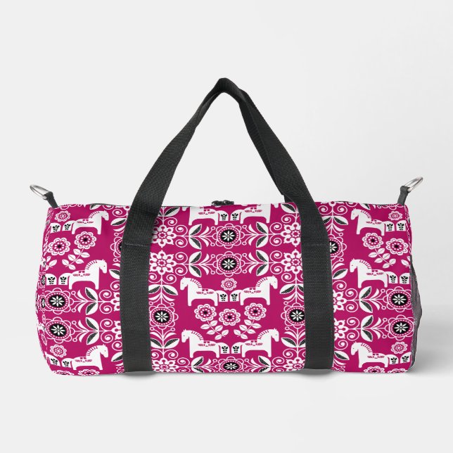 Green Dala Swedish Horse Print Duffle Bag (Front)
