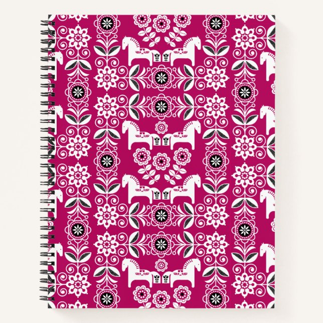 Green Dala Swedish Horse Print Notebook (Front)