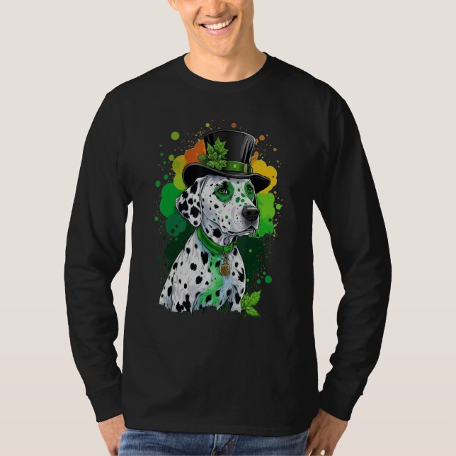 Green Dalmatian shamrock on St Patricks Day Dalmat T-Shirt (Front)