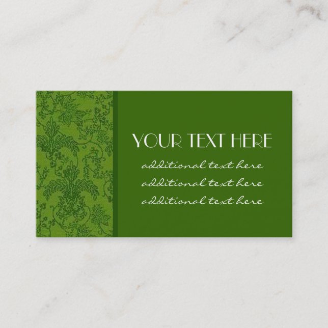 Green Damask Business Card (Front)