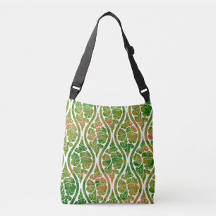 Green Damask Crossbody Bag