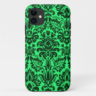 Green damask design Case-Mate iPhone case