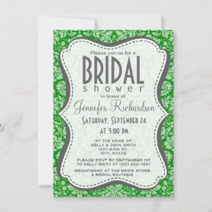 Green Damask Invitation