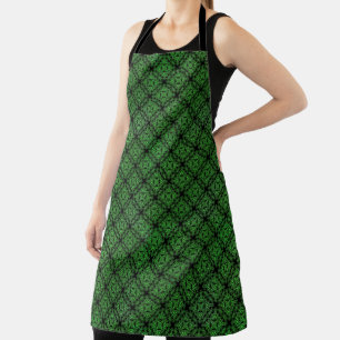 Green Damask Medallion Pattern Apron