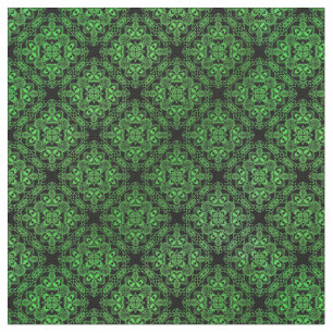 Green Damask Medallion Pattern Fabric