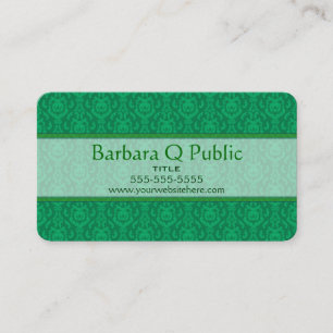 Green Damask Pattern Business Card