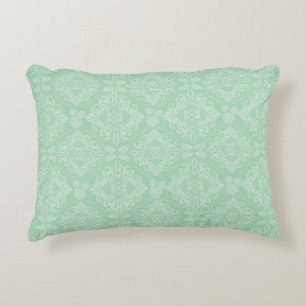 Green damask pattern decorative cushion