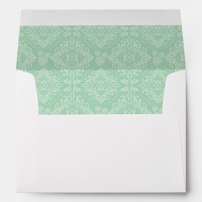 Green damask pattern envelope (Back (Bottom))