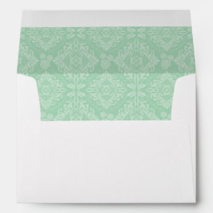 Green damask pattern envelope