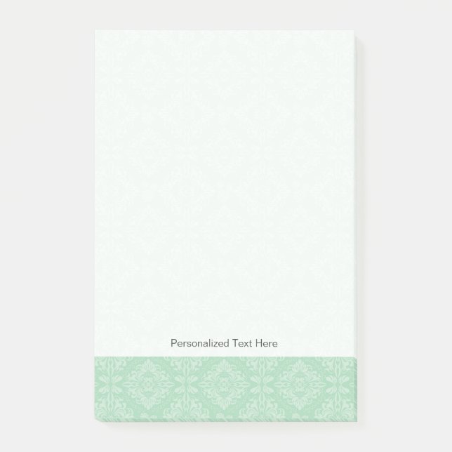 Green damask pattern post-it notes (Front)