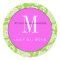 Green Damask Pink Monogram Wedding Sticker