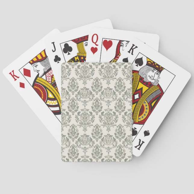 Green Damask Playing Cards (Back)