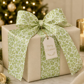 Green Damask Ribbon Satin Ribbon
