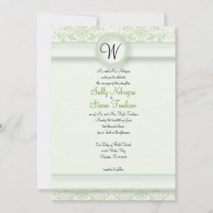 Green Damask Wedding Invitation