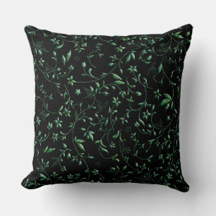 Green Damasks On Black Cushion