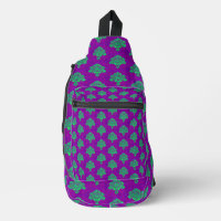 Green damasks pattern on purple