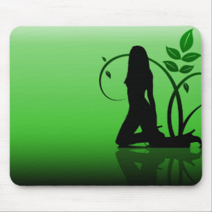 Green Damsel Silhouette Mousepad