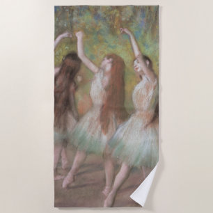 Green Dancers by Edgar Degas, Vintage Ballet Art Beach Towel