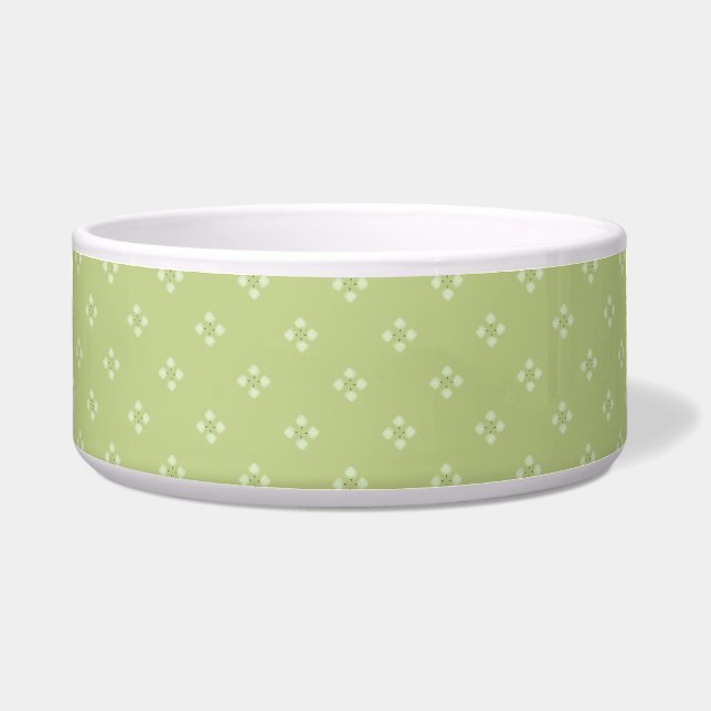 Green Dandalions Crosses Pet Bowl (Front)