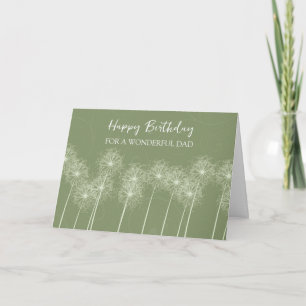 Green Dandelions Dad Birthday Card