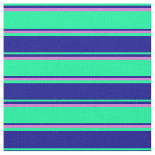 Green, Dark Blue, and Orchid Pattern of Stripes Fabric