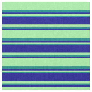 Green, Dark Blue, and Teal Coloured Lines Pattern Fabric