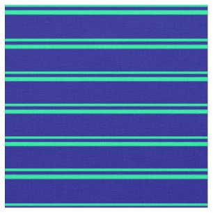 Green & Dark Blue Striped Pattern Fabric