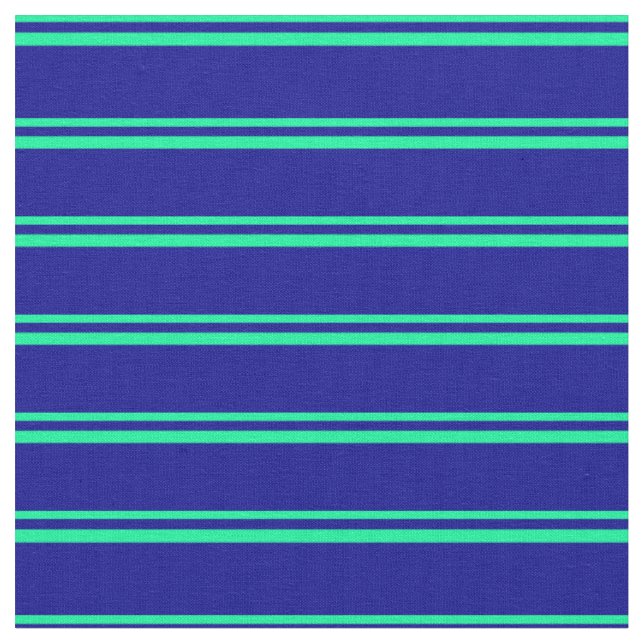 Green & Dark Blue Striped Pattern Fabric (Close Up)