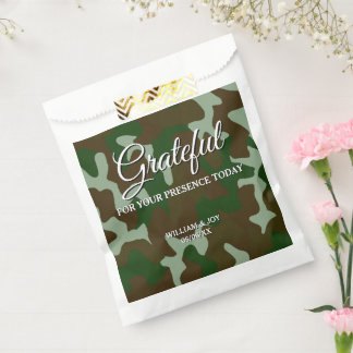 Green & Dark Brown Camouflage Grateful Favour Bags
