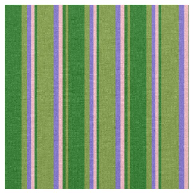 Green, Dark Green, Light Pink, and Slate Blue Fabric (Close Up)