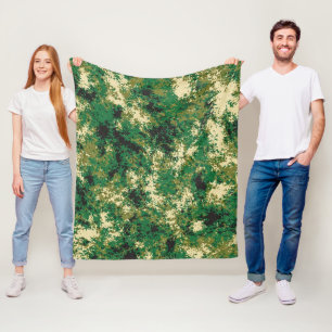 Green Dark Grey and Beige Design Fleece Blanket