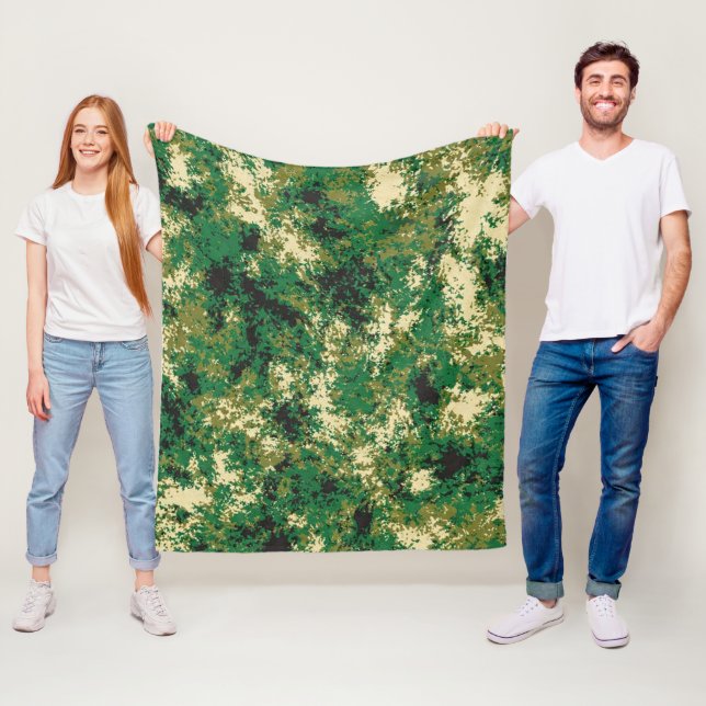 Green Dark Grey and Beige Design Fleece Blanket (In Situ)