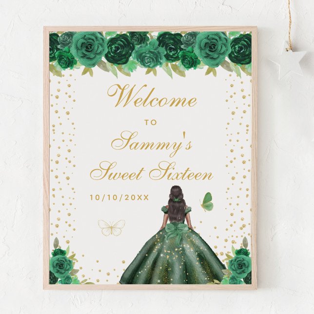 Green Dark Skin Girl Sweet Sixteen Welcome Poster (Creator Uploaded)