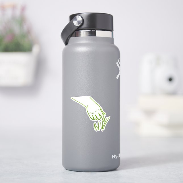 Green Daryl Goblin Hand Touch Grass Die Cut (HydroFlask)