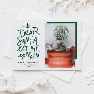 Green Dear Santa Let Me Explain Baby Photo Holiday Postcard