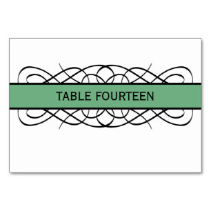 Green Deco Flourish Table Card