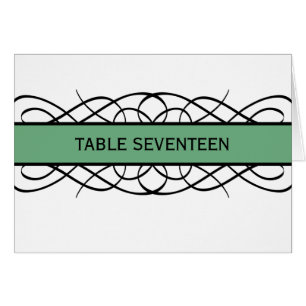 Green Deco Flourish Table Number Card