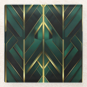 Green Deco Glass Coaster